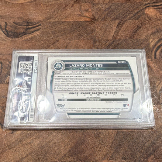 Topps 2023 Bowman Chrome Sapphire Lazaro Montes #BCP-233 Purple /25 PSA 10