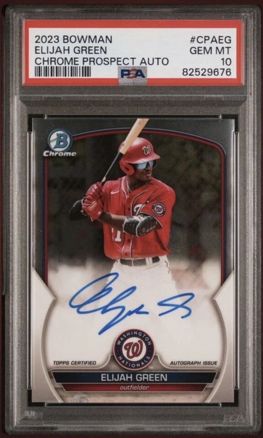 Bowman 2023 Chrome Prospect Elijah Green Auto PSA 10 #CPA-EG